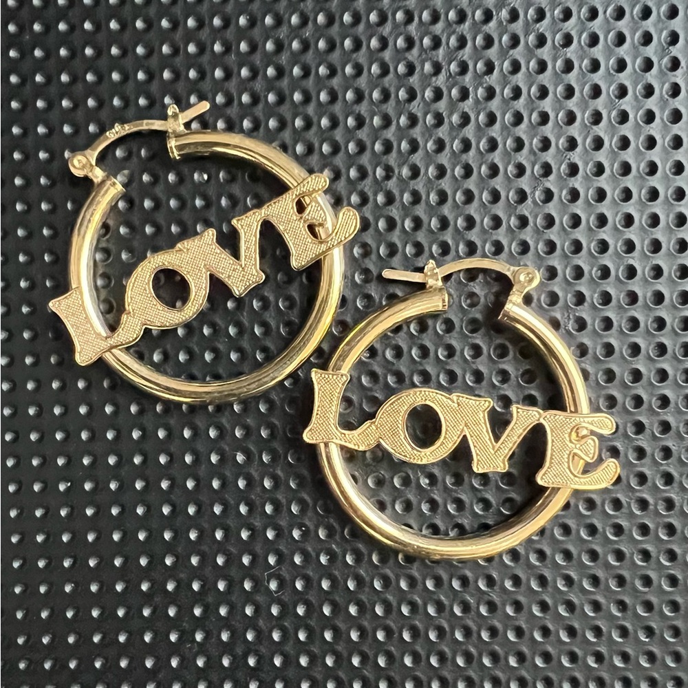 Gold Love Hoop Earrings